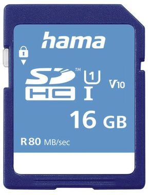 Hama SDHC 16 GB / Class 10 / UHS-I / 80 MBs / V10