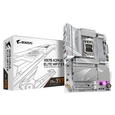 GIGABYTE X870 AORUS ELITE WF7 ICE / AMD X870 / DDR5 / SATA III RAID / USB / 2.5GLAN / M.2 / sc.AM5 / ATX