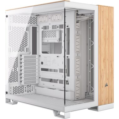 Corsair 6500X bílá bambusové dřevo / E-ATX / 4x USB-A 3.2 / 1x USB-C 3.2 / bez zdroje / průhlední bočnice