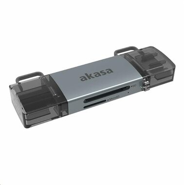 AKASA AK-CR-12 Čtečka paměťových karet stříbrná / USB-C 3.2 / USB-A 3.2 / 5Gbps 