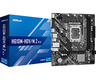 ASRock H610M-HDV/M.2 2.0 / H610 / LGA 1700 / 2x DDR4 / PCIEx16 / 1x GLAN / mATX