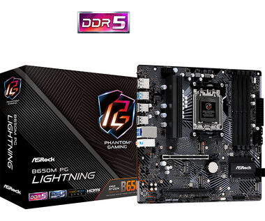 ASRock B650M PG LIGHTNING / B650 / AM5 / 4x DDR5 / 1x 2.5GLAN / mATX