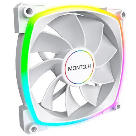 Montech RX140 PWM ARGB Reverse bílá / 140mm / 27.9 dB @ 1600 RPM / 90.5 CFM / 4-Pin PWM + 3-Pin