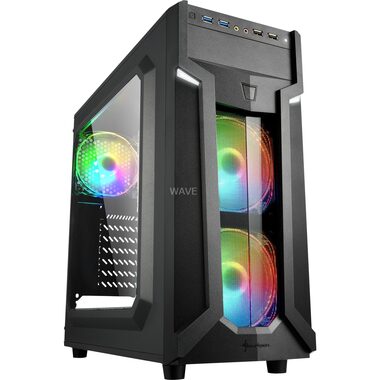 Sharkoon VG6-W RGB černá / ATX / 2x USB 3.0 / 3x 120mm / bez zdroje / průhledná bočnice