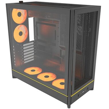 Montech HS01 PRO černá / ATX / 2x USBA / 1x USB-C / 5x 120mm / bez zdroje / průhledná bočnice