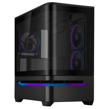 ASUS PRIME AP202 TG ARGB černá / M-ATX / 2xUSB-A + 1xUSB-C / 3x 120 mm / bez zdroje