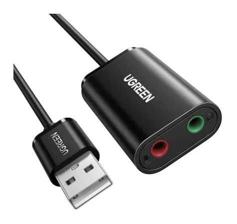 Ugreen externí USB zvuková karta / 3.5 mm mini jack / 15cm 