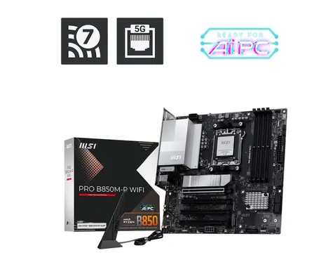 MSI PRO B850M-P WIFI / B850 / 4x DDR5 / 1x 5GLAN / Wi-Fi 7 / mATX