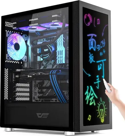 Rozbaleno - darkflash DK210 Graffiti ARGB černá / ATX / 1x USB-A 3.0 / 2x USB-A 2.0 / bez zdroje / průhledná bočnice  / rozbaleno