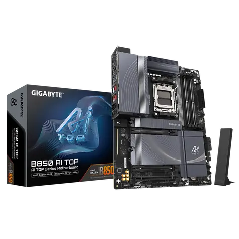 Rozbaleno - GIGABYTE B850 AI TOP / B850 / AM5 / 4x DDR5 / PCIex 16 / 2x 10GLAN / Wi-Fi7 / ATX / rozbaleno