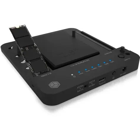 Icy Box IB-2915MSCL-C31 černá / klonovací a dokovací stanice / M.2 NVME & SATA 2.5"/3.5" SSD/HDD