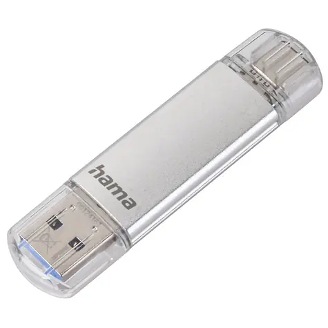 Hama Flash Pen Laeta 64 GB stříbrná / USB-C/USB-A 3.1 / 40 MB/s 