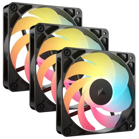 Corsair RS120-R ARGB 3ks černá / 120 mm / Reverse / 34.6 dB @ 2100 RPM / 65.8 CFM / PWM