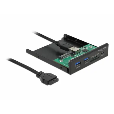 DeLock 64058 montážní kolejnice na 3,5" pevný disk černá / USB / USB-C / SD slot / micro SD slot