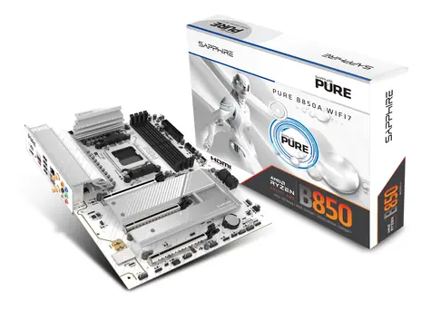 Sapphire PURE B850A WIFI7 / B850 / 4x DDR5 / PCIex16 / 1x 2.5GLAN / Wi-Fi7 / ATX
