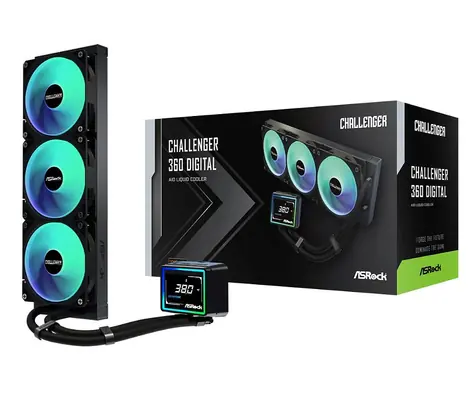 ASRock Challenger 360 Digital ARGB černá / 3x 120mm / 31 dB @ 2100 RPM / 62.6 CFM / AMD + Intel