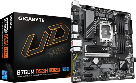 GIGABYTE B760M DS3H GEN5 / B760 / LGA1700 / 4x DDR5 / 4x SATA III / USB / 1x PCIE x16 / 1x 2.5GLAN / 2x M.2 / mATX