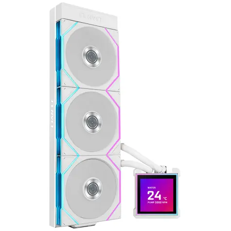 Lian Li HydroShift II LCD-S 360T AiO vodní chlazení bílá / 360 mm / RGB / LCD / 2600 RPM / 28 dB / Intel + AMD