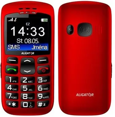 Aligator A670 Senior červená / CZ distribuce / SOS tlačítko / stolní nabíječka