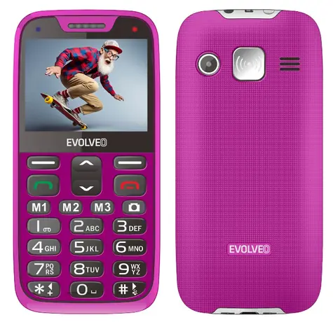 EVOLVEO EasyPhone XR + stojánek růžová / 2.3" / SOS / Bluetooth / FM / microSD