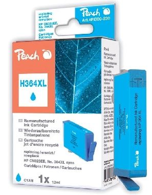 Peach inkoustová patrona s cipem azurová (cyan), kompatibilní s HP CB323EE, No. 364XL