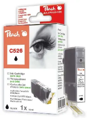 Peach CLI-526 alternativní cartridge s čipem / Pixma iP4850 / 10 ml / Černá