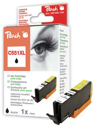Peach CLI-550XL alternativní cartridge s čipem / Pixma MG5450 / 13ml / Photo černá