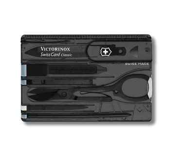 VICTORINOX SWISSCARD černá-transparentní / Multifunkční karta / Počet funkcí 10 / Rozměry 82 x 45 mm