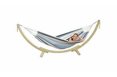 Amazonas Apollo Set Marine / Houpací síť se stojanem / 210x140 cm / Nosnost: 150 kg