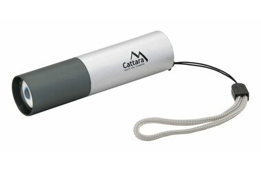 Cattara Svítilna kapesní LED 120lm ZOOM nabíjecí SILVER / CREE XP-E LED / 3.7V 400 mAh / micro USB
