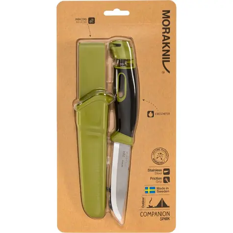 Morakniv Companion Spark zelená / Outdoor nůž s křesadlem / nerezová ocel / čepel 10.4 cm / plastové pouzdro