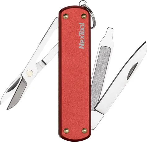 Nextool NE0142 červená / Mini kapesní nůž / 5 nástrojů 