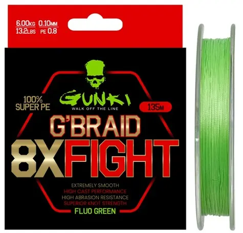 Gunki Šňůra G Braid 8X Fight (Pe2,0) 135m 0,21mm 14,2kg