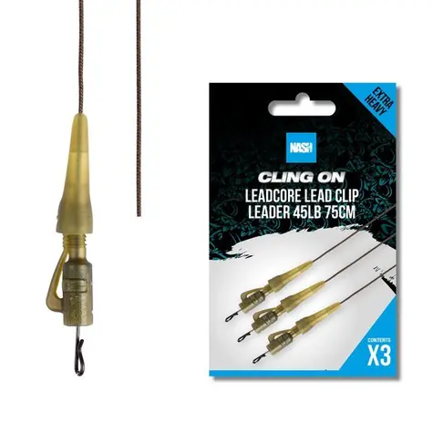 Nash Montáž Cling On Leadcore Lead Clip Leader 75cm 45lb 3ks