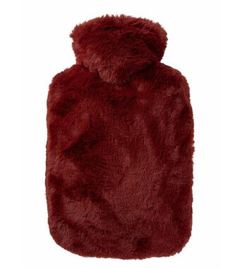 Hugo Frosch Classic Termofor s obalem z umělé kožešiny - extra dlouhý vlas – bordo