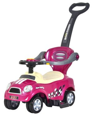 ECOTOYS Odrážedlo se zvuky a vodící tyčí Auto fialová / od 3 let