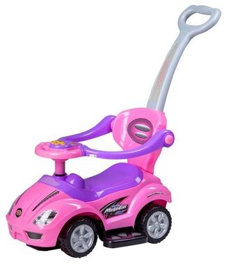 ECOTOYS Odrážedlo se zvuky a vodící tyčí Auto růžová / od 3 let