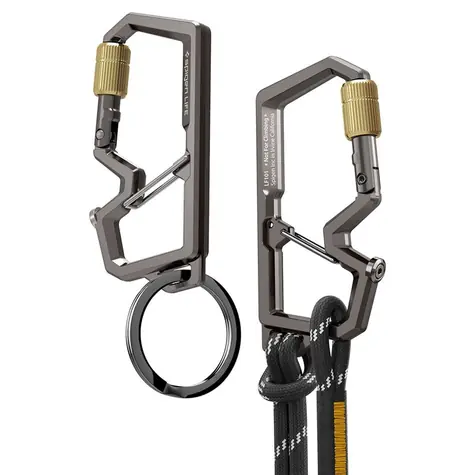 Spigen Carabiner With Key Ring 2nd Gen (1ks) šedá