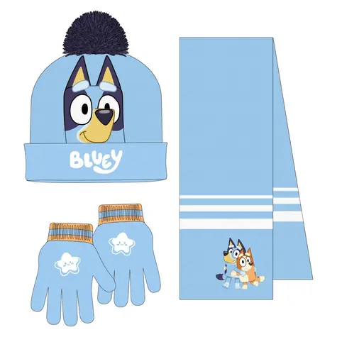 Cerdá BLUEY Dětský zimní set (čepice & šála & rukavice) 