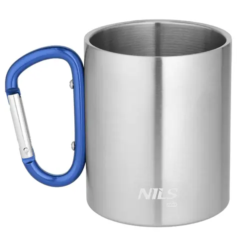 NILS Camp NC17110 Kempingový hrnek s karabinou 300ml modrý