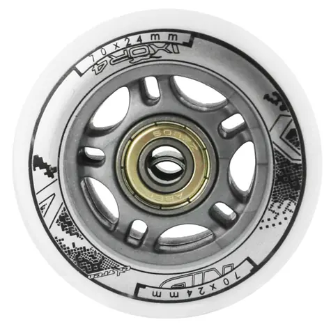 NILS Extreme Sestava bílých PU koleček 70x24 + ložiska ABEC7