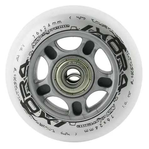 NILS Extreme Sestava bílých PU koleček 76x24 + ložiska ABEC7