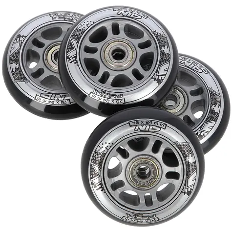 NILS Extreme Sestava černých PU koleček 76x24 + ložiska ABEC9