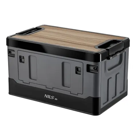 NILS CAMP Skládací box  NCB4601 2v1 s víkem a dřevěnou deskou 38 litrů