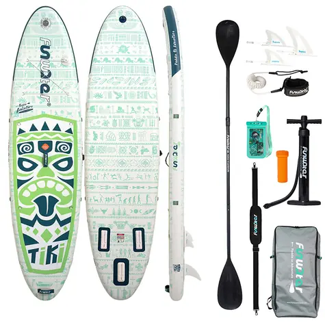FunWater Nafukovací Paddleboard SUPFW05D Tiki 320cm zelená / příslušenství 