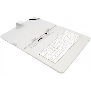 AIREN AiTab Leather Case 4 kožené pouzdro pro 10" tablet bílá / s klávesnicí USB / CZ / SK