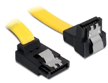 DeLock kabel HDD SATA přímý, dolů / kovová západka / žlutý / 0.5m