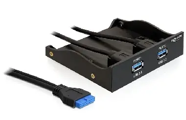 DeLock přední panel do 3.5" pozice / 2x USB 3.0 / černý 
