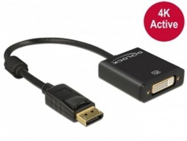 Delock adaptér Displayport 1.2 samec <-> DVI samice 4K aktivní černá