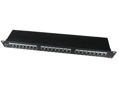 Gembird NPP-C624-002 / patch panel 19" / 24 port 1U cat.6e / se zadní organizací kabelů / černý
